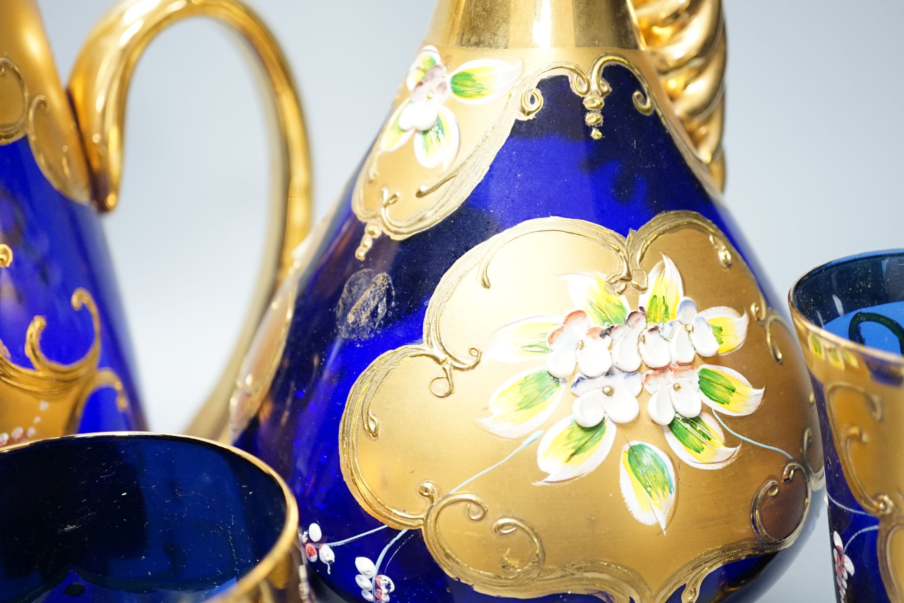 A collection of Venetian coloured and gilded glassware